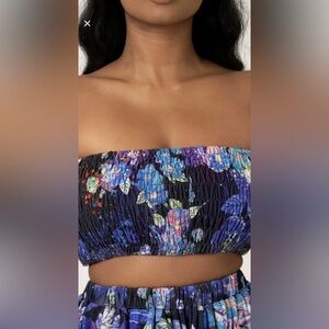 Exoticathletica Geisha Blue Shirred Bandeau Top Size XS